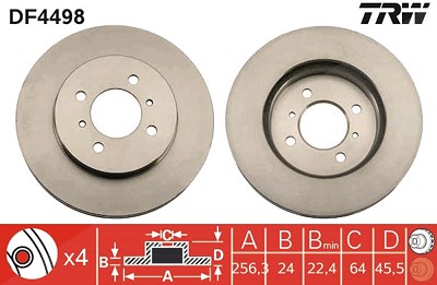 Trw Bremsscheibe [Hersteller-Nr. DF4498] für Mitsubishi, Proton von TRW