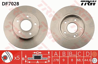 Trw Bremsscheibe [Hersteller-Nr. DF7028] für Nissan von TRW