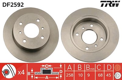 Trw Bremsscheibe [Hersteller-Nr. DF2592] für Nissan von TRW