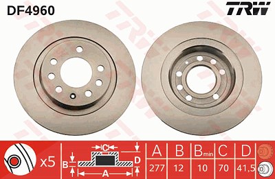 Trw Bremsscheibe [Hersteller-Nr. DF4960] für Opel von TRW