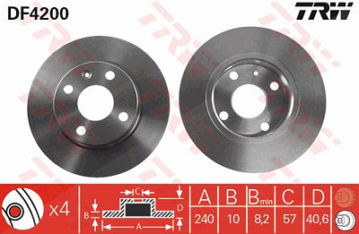 Trw Bremsscheibe [Hersteller-Nr. DF4200] für Opel von TRW