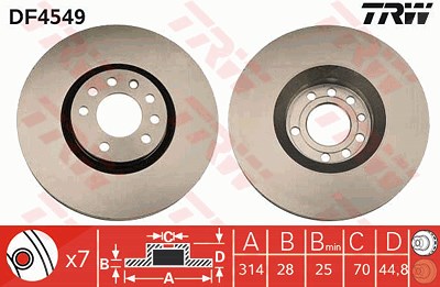 Trw Bremsscheibe [Hersteller-Nr. DF4549] für Saab, Opel von TRW