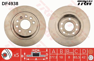 Trw Bremsscheibe [Hersteller-Nr. DF4938] für Opel von TRW