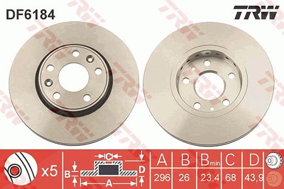 Trw Bremsscheibe Vorderachse Belüftet [Hersteller-Nr. DF6184] für Renault von TRW