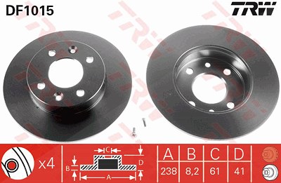 Trw Bremsscheibe [Hersteller-Nr. DF1015] für Renault von TRW