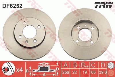 Trw Bremsscheibe [Hersteller-Nr. DF6252] für Seat, Skoda, VW von TRW