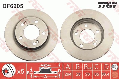 Trw Bremsscheibe [Hersteller-Nr. DF6205] für Ssangyong von TRW