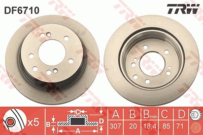 Trw Bremsscheibe [Hersteller-Nr. DF6710] für Ssangyong von TRW