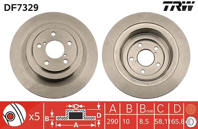 Trw Bremsscheibe [Hersteller-Nr. DF7329] für Subaru von TRW