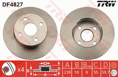 Trw Bremsscheibe [Hersteller-Nr. DF4827] für Toyota von TRW