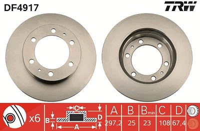 Trw Bremsscheibe [Hersteller-Nr. DF4917] für Toyota von TRW