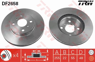 Trw Bremsscheibe [Hersteller-Nr. DF2658] für Toyota von TRW