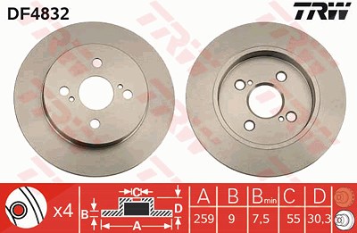 Trw Bremsscheibe [Hersteller-Nr. DF4832] für Aston Martin, Toyota von TRW