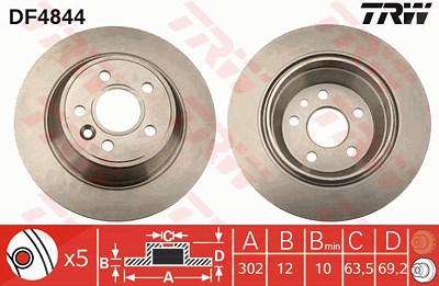 Trw Bremsscheibe [Hersteller-Nr. DF4844] für Volvo von TRW