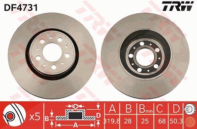 Trw Bremsscheibe [Hersteller-Nr. DF4731] für Volvo von TRW