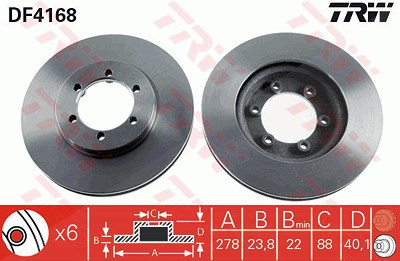 Trw Bremsscheibe Vorderachse Belüftet [Hersteller-Nr. DF4168] für Gm Korea, Ssangyong von TRW