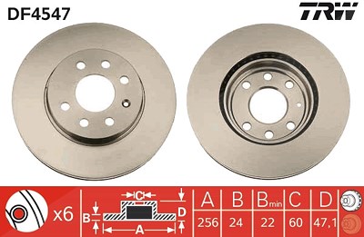 Trw Bremsscheibe Vorderachse Belüftet [Hersteller-Nr. DF4547] für Chevrolet, Daewoo von TRW