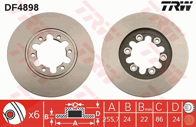 Trw Bremsscheibe Vorderachse Belüftet [Hersteller-Nr. DF4898] für Ford, Mazda von TRW