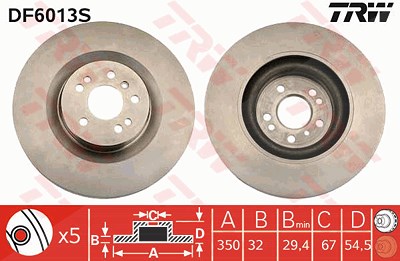 Trw 1x Bremsscheibe Vorderachse Belüftet [Hersteller-Nr. DF6013S] für Mercedes-Benz von TRW