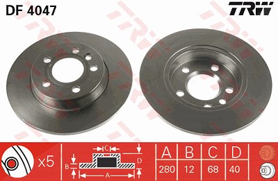 Trw Bremsscheibe [Hersteller-Nr. DF4047] für VW von TRW