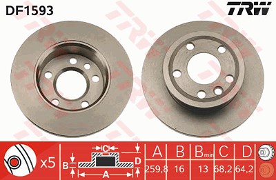 Trw Bremsscheibe [Hersteller-Nr. DF1593] für VW von TRW