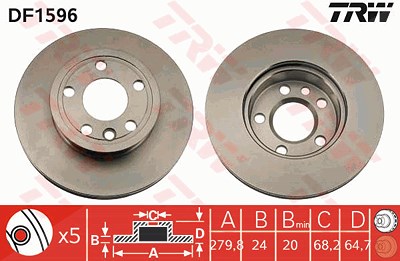 Trw Bremsscheibe [Hersteller-Nr. DF1596] für VW von TRW