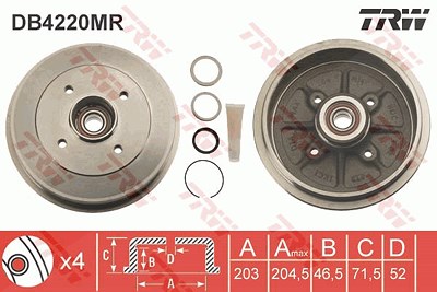 Trw Bremstrommel [Hersteller-Nr. DB4220MR] für Citroën, Lifan, Peugeot von TRW