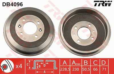 Trw Bremstrommel [Hersteller-Nr. DB4096] für Peugeot, Citroën von TRW