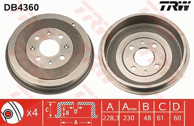 Trw Bremstrommel [Hersteller-Nr. DB4360] für Fiat, Opel, Vauxhall von TRW