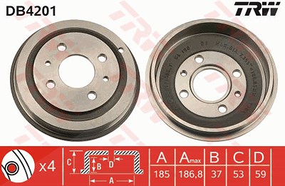 Trw Bremstrommel [Hersteller-Nr. DB4201] für Fiat von TRW