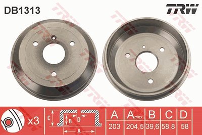 Trw Bremstrommel [Hersteller-Nr. DB1313] für Smart von TRW