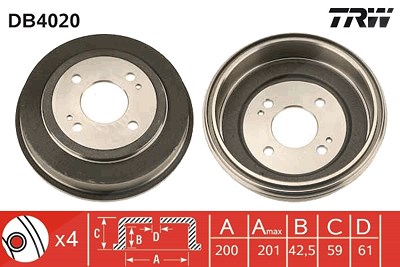 Trw Bremstrommel [Hersteller-Nr. DB4020] für Honda von TRW