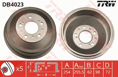 Trw Bremstrommel [Hersteller-Nr. DB4023] für Citroën, Fiat, Peugeot von TRW