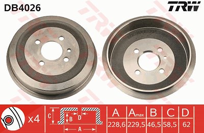 Trw Bremstrommel [Hersteller-Nr. DB4026] für BMW von TRW