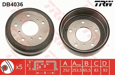 Trw Bremstrommel [Hersteller-Nr. DB4036] für VW von TRW