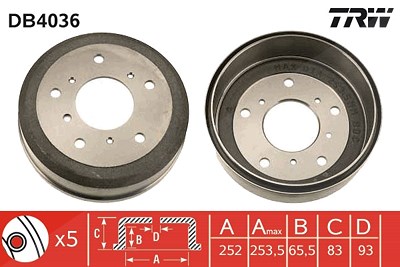 Trw Bremstrommel [Hersteller-Nr. DB4036] für VW von TRW