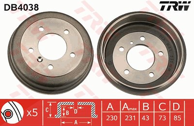 Trw Bremstrommel [Hersteller-Nr. DB4038] für Mercedes-Benz von TRW