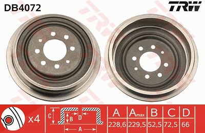 Trw Bremstrommel [Hersteller-Nr. DB4072] für Renault von TRW