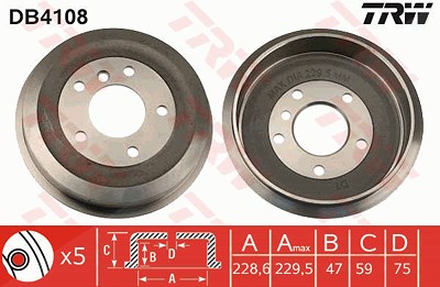 Trw Bremstrommel [Hersteller-Nr. DB4108] für BMW von TRW