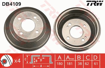 Trw Bremstrommel [Hersteller-Nr. DB4109] für Honda, Rover von TRW