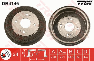 Trw Bremstrommel [Hersteller-Nr. DB4146] für Honda von TRW