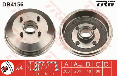 Trw Bremstrommel [Hersteller-Nr. DB4156] für Ford von TRW