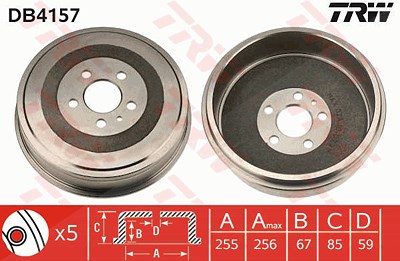 Trw Bremstrommel [Hersteller-Nr. DB4157] für Citroën, Fiat, Lancia, Peugeot von TRW