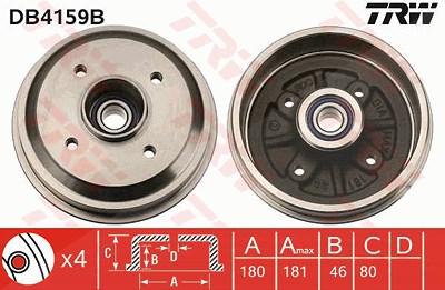 Trw Bremstrommel [Hersteller-Nr. DB4159B] für Citroën, Peugeot von TRW