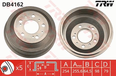 Trw Bremstrommel [Hersteller-Nr. DB4162] für Citroën, Fiat, Peugeot von TRW