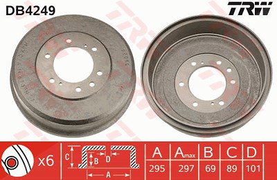 Trw Bremstrommel [Hersteller-Nr. DB4249] für Infiniti, Nissan von TRW