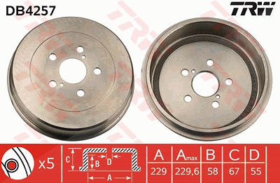 Trw Bremstrommel [Hersteller-Nr. DB4257] für Toyota von TRW