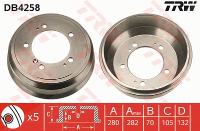 Trw Bremstrommel [Hersteller-Nr. DB4258] für Opel, Renault von TRW