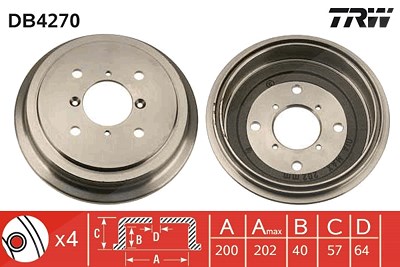 Trw Bremstrommel [Hersteller-Nr. DB4270] für Subaru, Suzuki von TRW