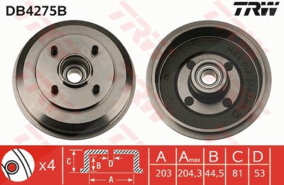 Trw Bremstrommel [Hersteller-Nr. DB4275B] für Ford von TRW